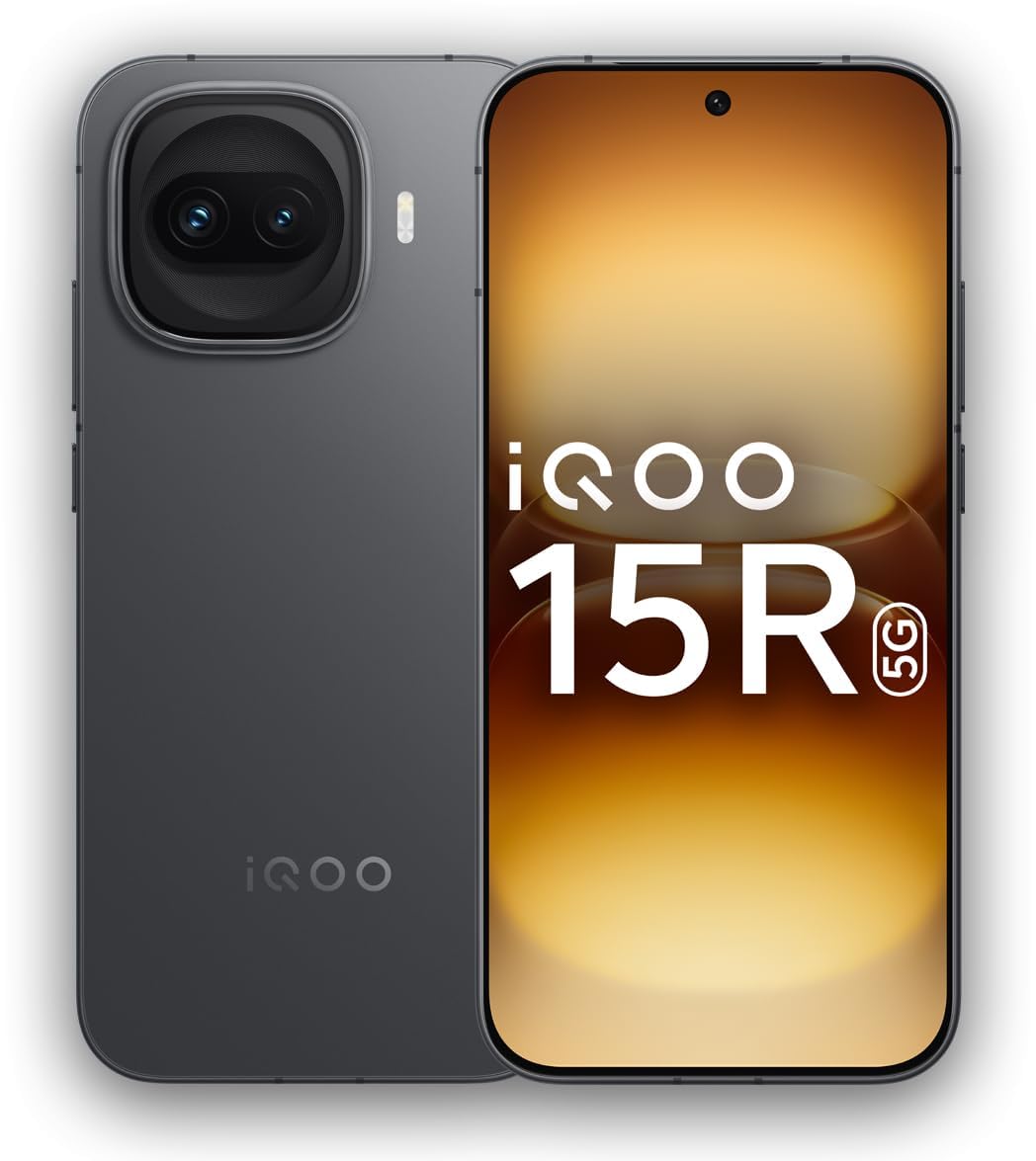 iqoo 15r (dark knight, 8gb ram, 256gb storage) | snapdragon® 8 gen 5 processor | india’s slimmest smartphone in 7600mah battery* | segment's most stable 144fps gaming*