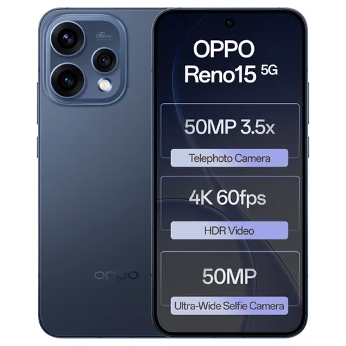 oppo reno15 5g (12gb ram, 256gb storage) | snapdragon 7 gen 4 | 6500mah battery | ip69 rated (twilight blue)