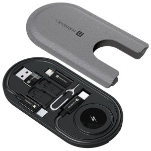 Portronics Snapcase 6 60W Multifunctional Fast Charging Data Cable Kit with Wireless Watch Charging Slot, Conversion Set USB A & Type C to Type C/Lightning, Data Transfer, Sim Storage, Sim Eject Pin