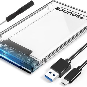 Sounce 2.5" SATA SSD Enclosure Case, SATA to USB C 3.1 Tool-Free External Hard Disk Case with Fast Transfer Speed Up to 6 Gbps & Up to 1TB Storage Capacity Compatible for 2.5 SSD/HDD